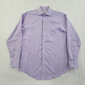 Brooks Brothers Regent Shirt Size 15 1/2 - 4/5 Lilac Windowpane Non-Iron EUC
